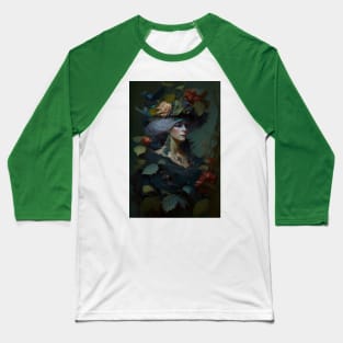 Flower Witch Moody Dark Painting Baseball T-Shirt